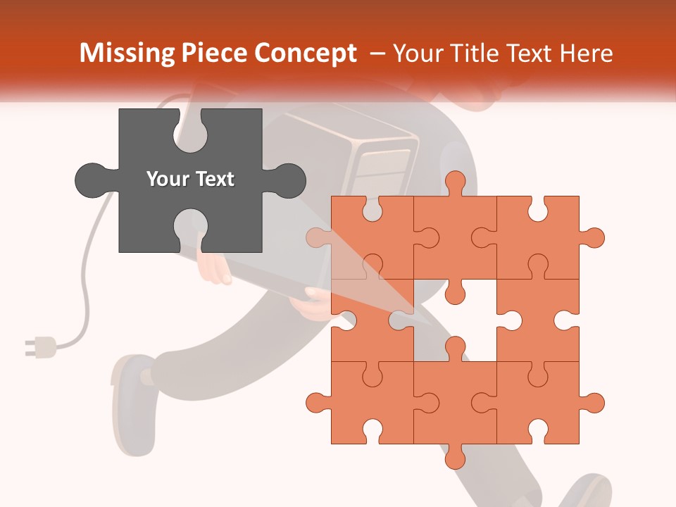 A Cartoon Man Running With A Computer On His Back PowerPoint Template