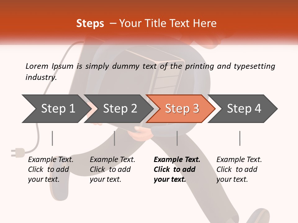 A Cartoon Man Running With A Computer On His Back PowerPoint Template