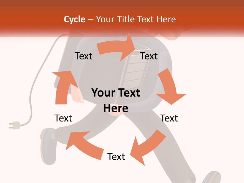 A Cartoon Man Running With A Computer On His Back PowerPoint Template