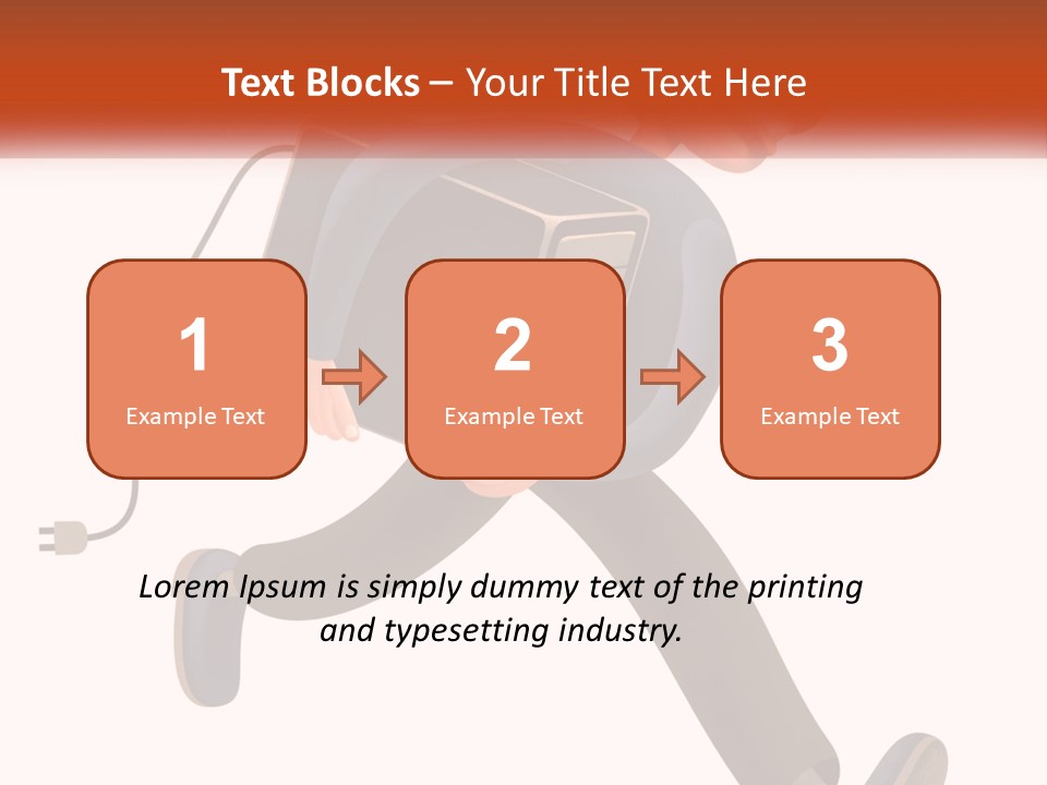 A Cartoon Man Running With A Computer On His Back PowerPoint Template