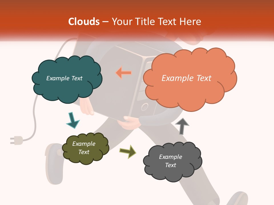 A Cartoon Man Running With A Computer On His Back PowerPoint Template