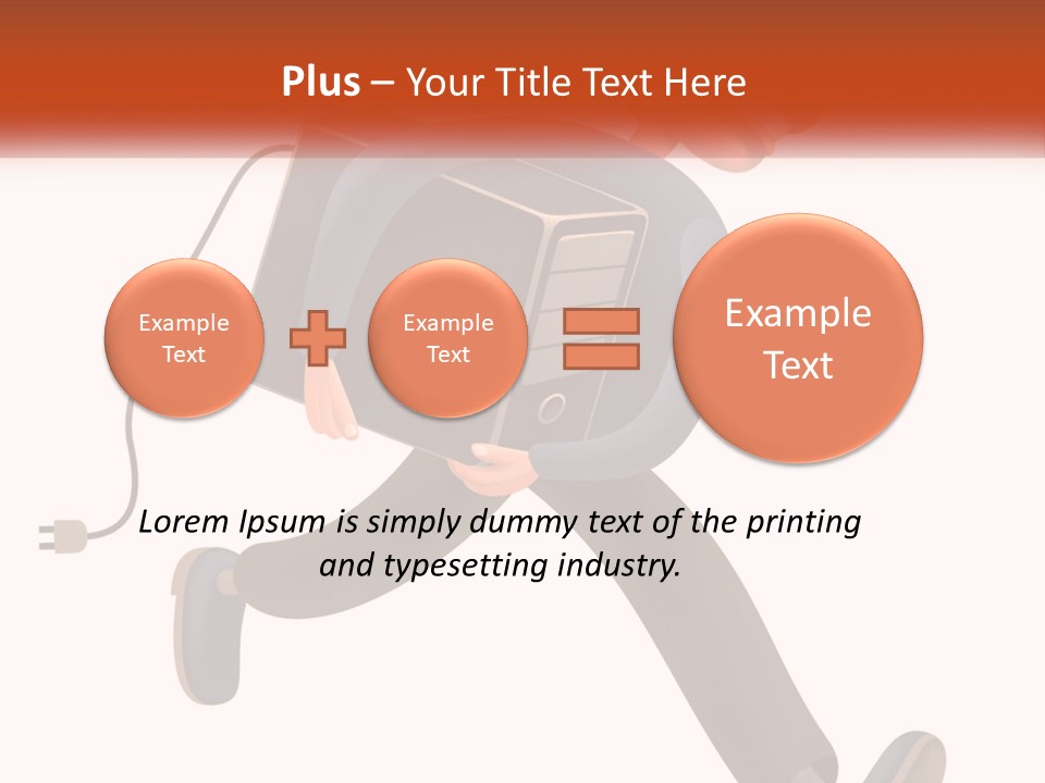 A Cartoon Man Running With A Computer On His Back PowerPoint Template