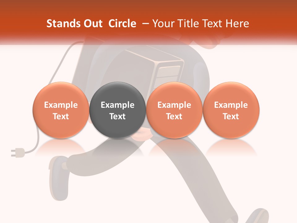 A Cartoon Man Running With A Computer On His Back PowerPoint Template