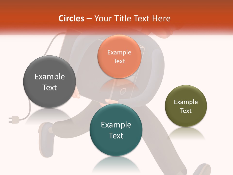 A Cartoon Man Running With A Computer On His Back PowerPoint Template