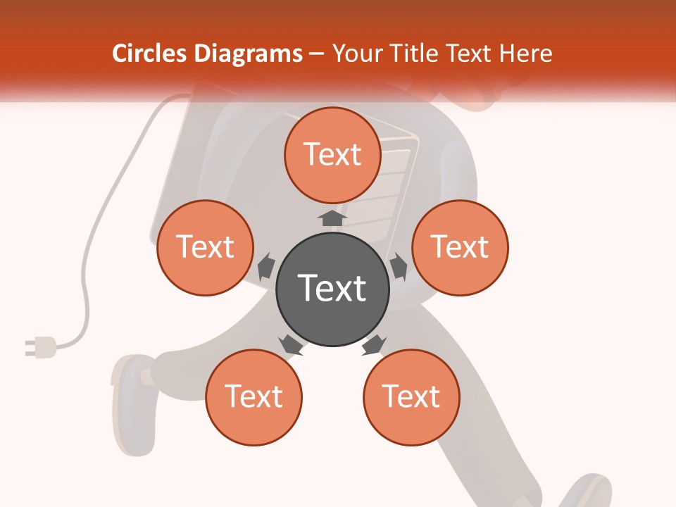 A Cartoon Man Running With A Computer On His Back PowerPoint Template