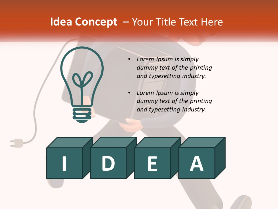 A Cartoon Man Running With A Computer On His Back PowerPoint Template