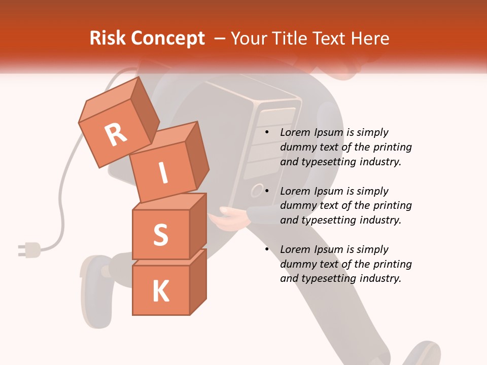 A Cartoon Man Running With A Computer On His Back PowerPoint Template