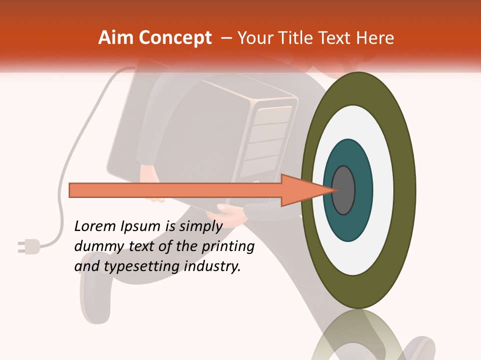 A Cartoon Man Running With A Computer On His Back PowerPoint Template