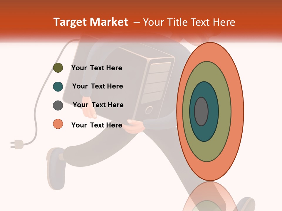 A Cartoon Man Running With A Computer On His Back PowerPoint Template