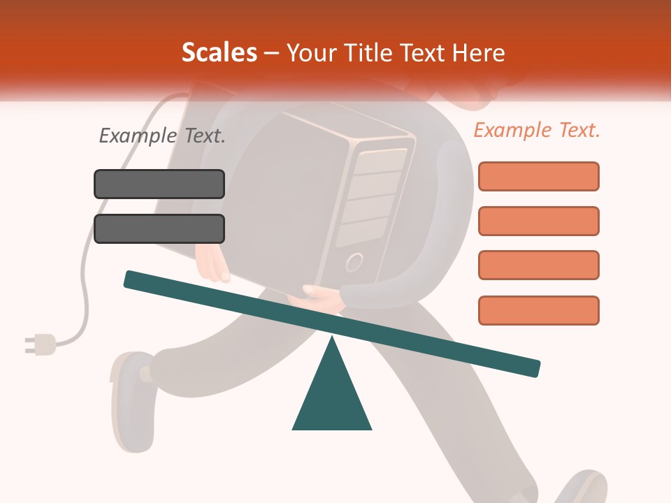 A Cartoon Man Running With A Computer On His Back PowerPoint Template