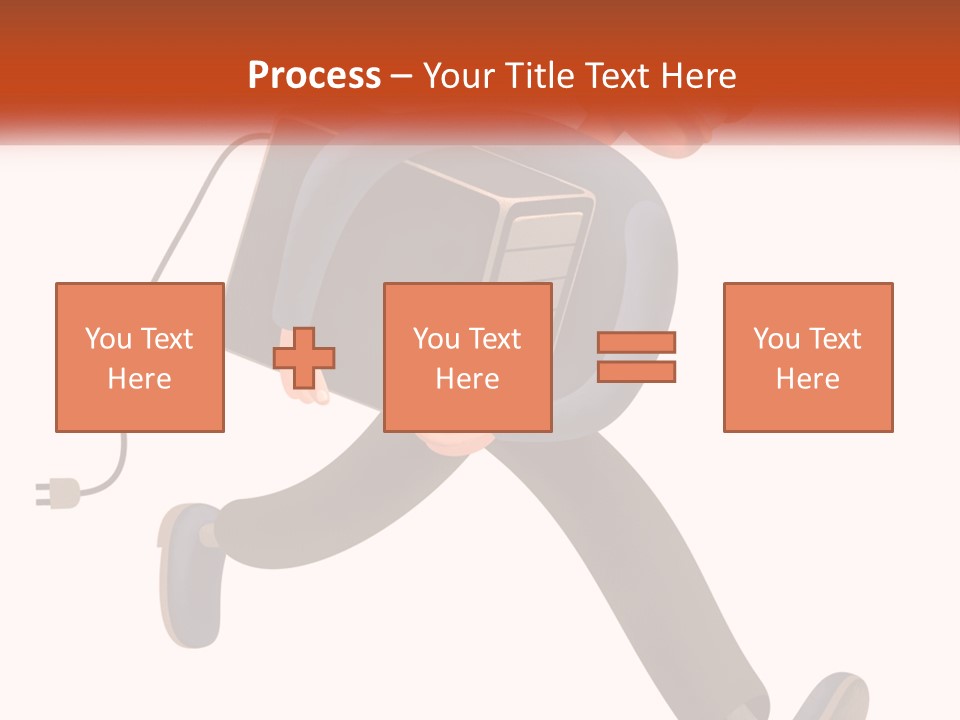 A Cartoon Man Running With A Computer On His Back PowerPoint Template