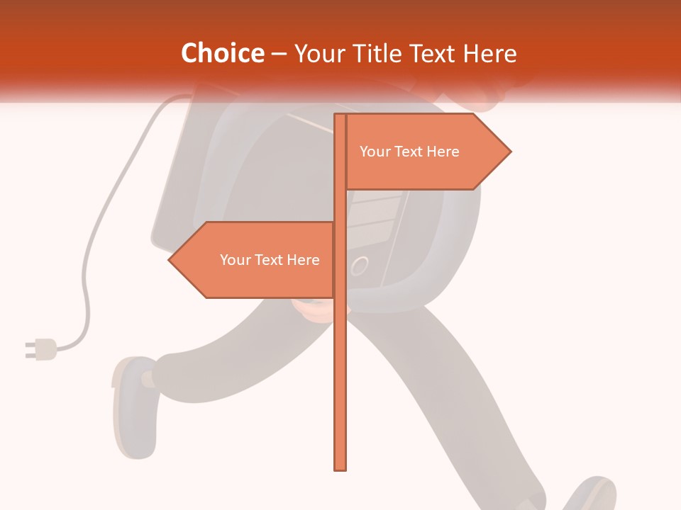 A Cartoon Man Running With A Computer On His Back PowerPoint Template