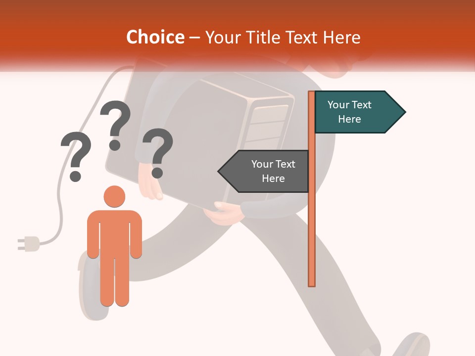 A Cartoon Man Running With A Computer On His Back PowerPoint Template