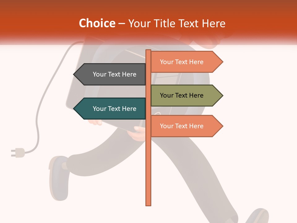 A Cartoon Man Running With A Computer On His Back PowerPoint Template
