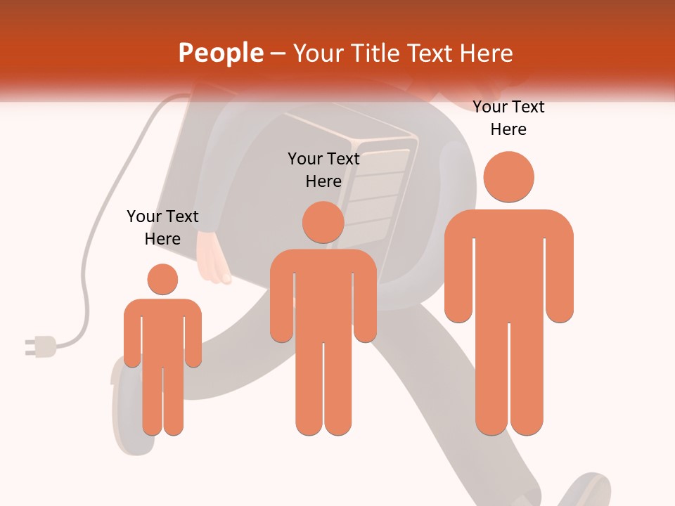 A Cartoon Man Running With A Computer On His Back PowerPoint Template