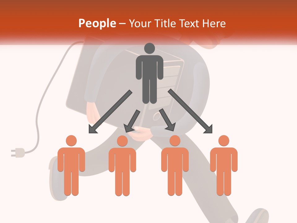 A Cartoon Man Running With A Computer On His Back PowerPoint Template