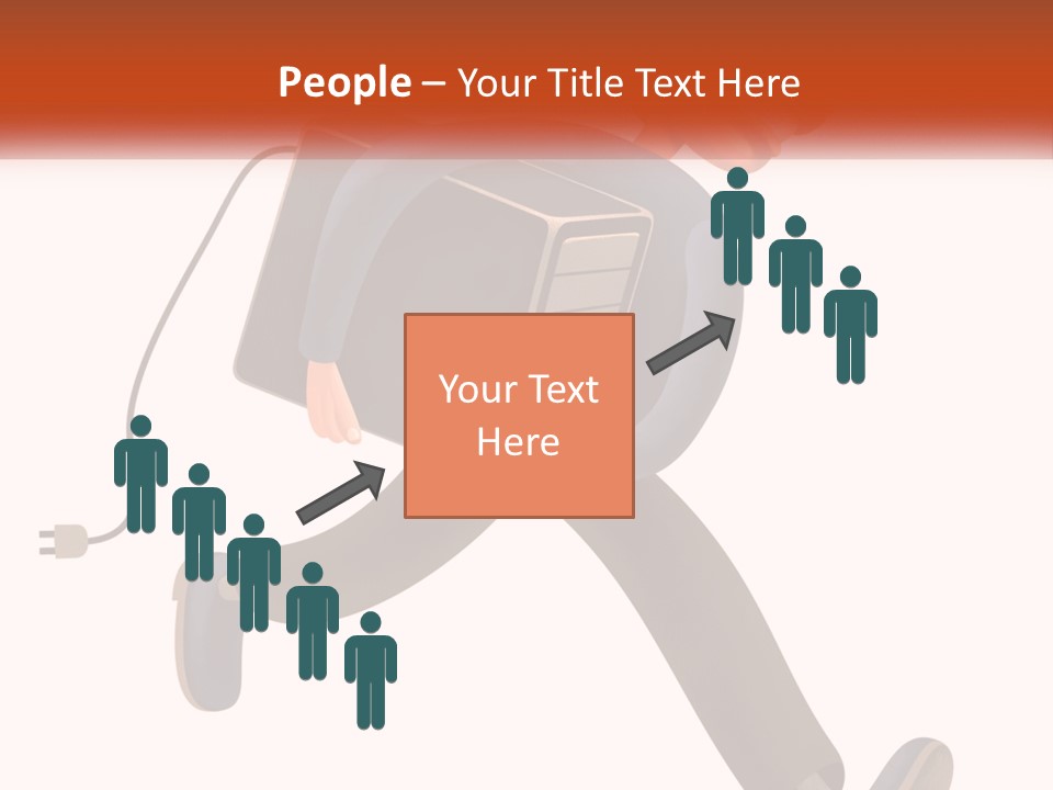 A Cartoon Man Running With A Computer On His Back PowerPoint Template