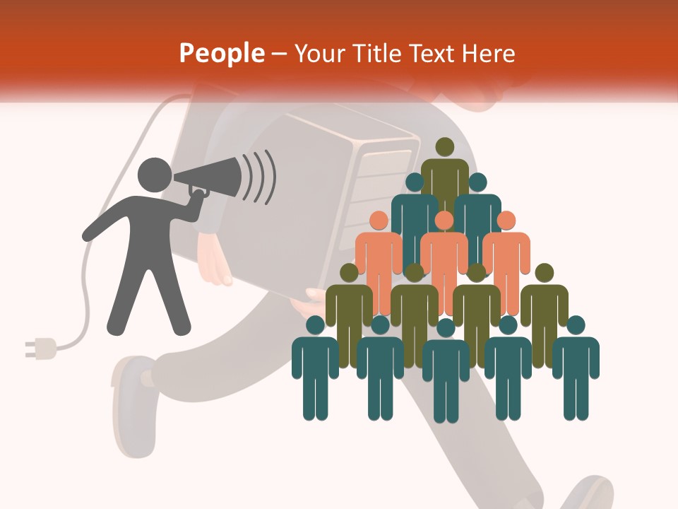 A Cartoon Man Running With A Computer On His Back PowerPoint Template