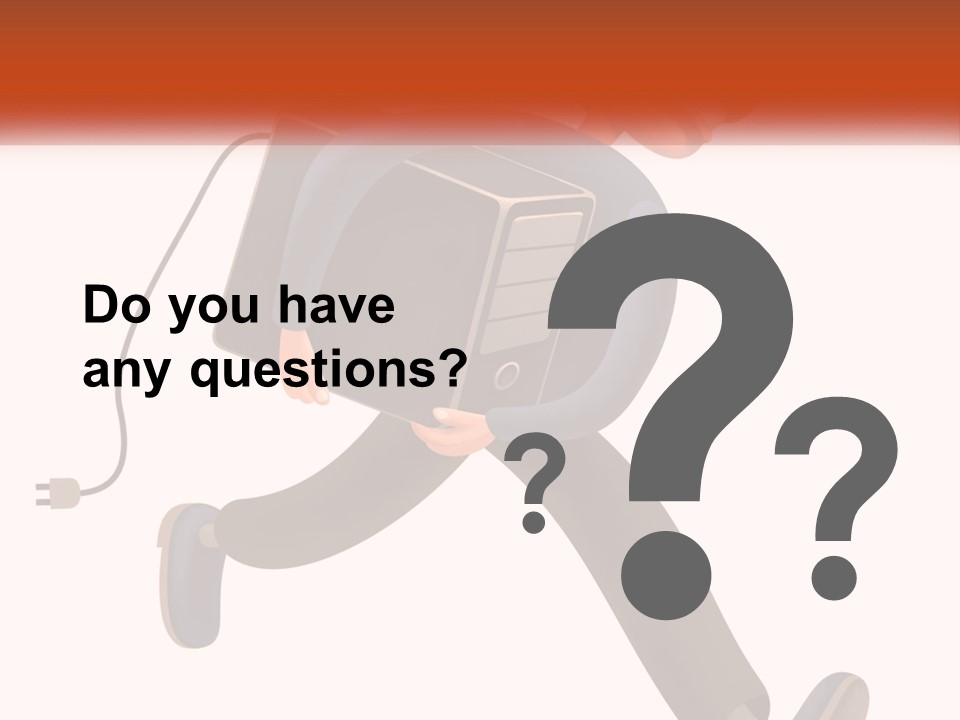 A Cartoon Man Running With A Computer On His Back PowerPoint Template