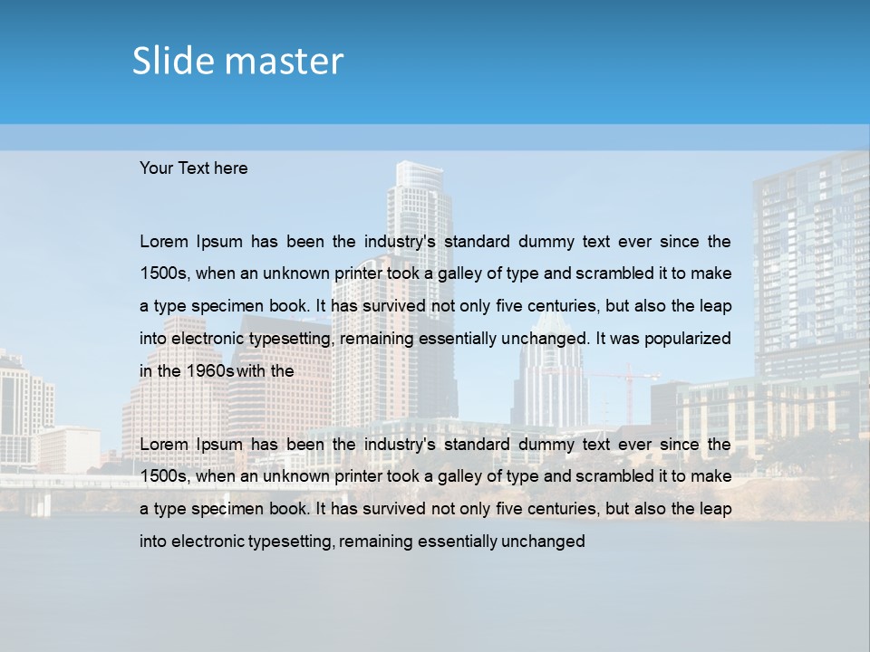 A City Skyline With A River In The Foreground PowerPoint Template