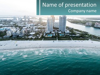 An Aerial View Of A City With The Ocean In The Foreground PowerPoint Template