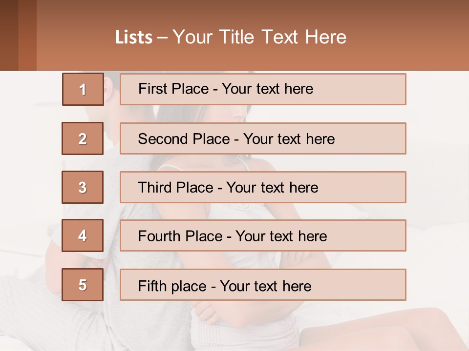 A Man And A Woman Sitting On A Bed PowerPoint Template