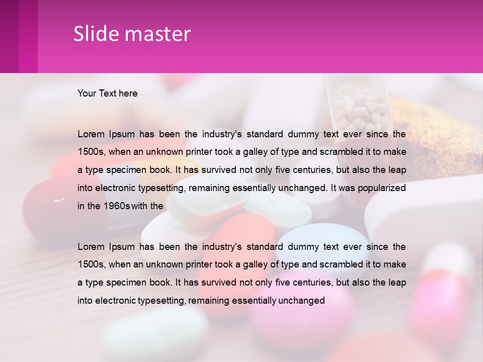 A Table Topped With Lots Of Pills And Tablets PowerPoint Template