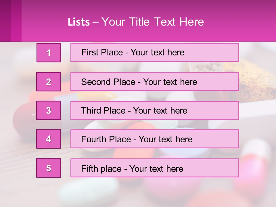 A Table Topped With Lots Of Pills And Tablets PowerPoint Template
