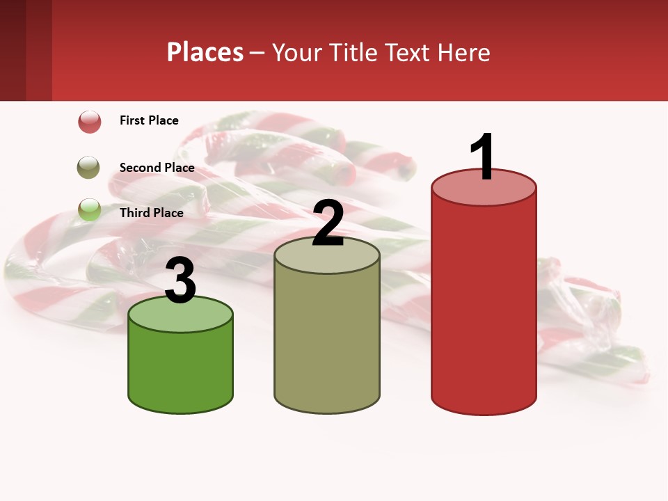 Candy Canes With Green And Red Stripes On A White Background PowerPoint Template