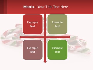 Candy Canes With Green And Red Stripes On A White Background PowerPoint Template