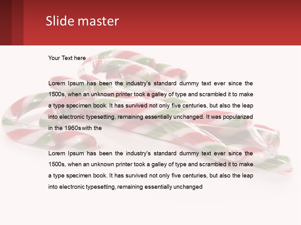 Candy Canes With Green And Red Stripes On A White Background PowerPoint Template