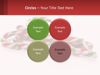 Candy Canes With Green And Red Stripes On A White Background PowerPoint Template