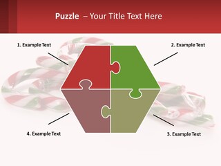 Candy Canes With Green And Red Stripes On A White Background PowerPoint Template