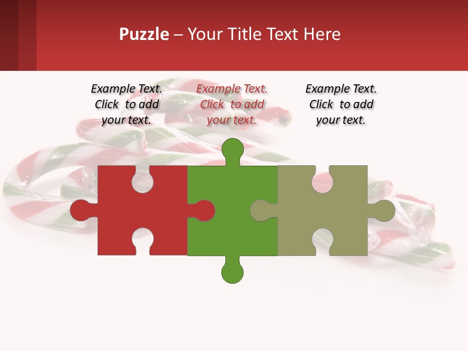 Candy Canes With Green And Red Stripes On A White Background PowerPoint Template