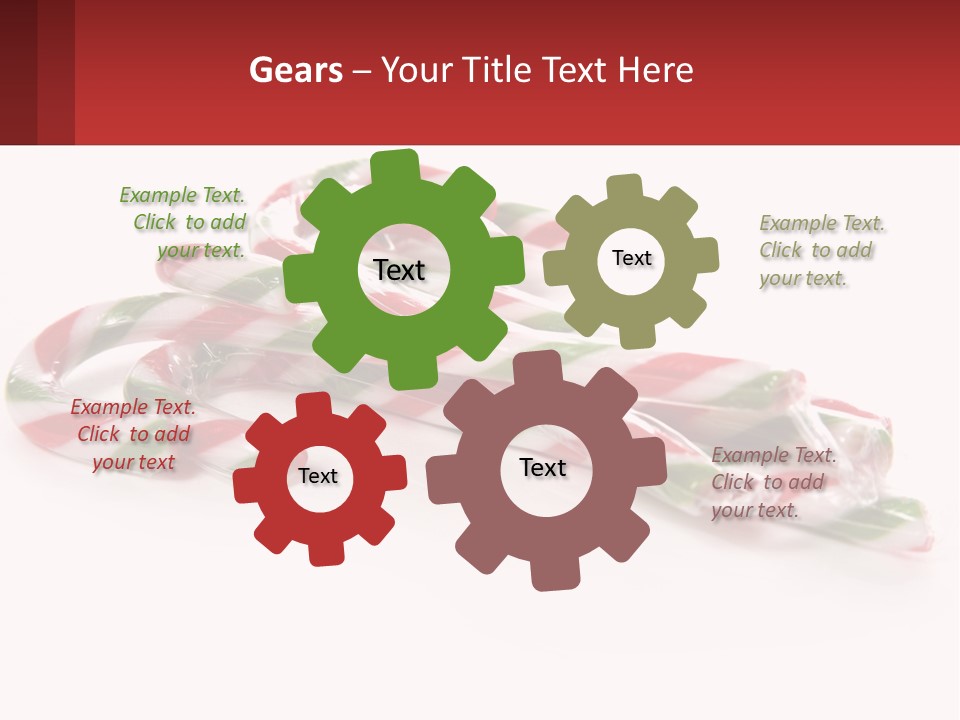 Candy Canes With Green And Red Stripes On A White Background PowerPoint Template