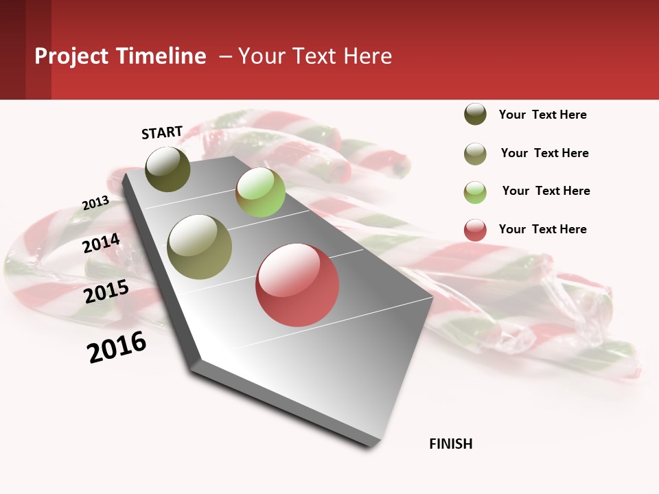 Candy Canes With Green And Red Stripes On A White Background PowerPoint Template