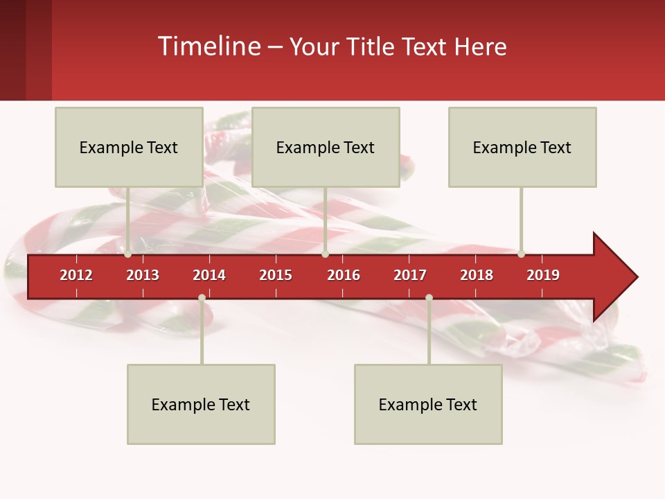 Candy Canes With Green And Red Stripes On A White Background PowerPoint Template