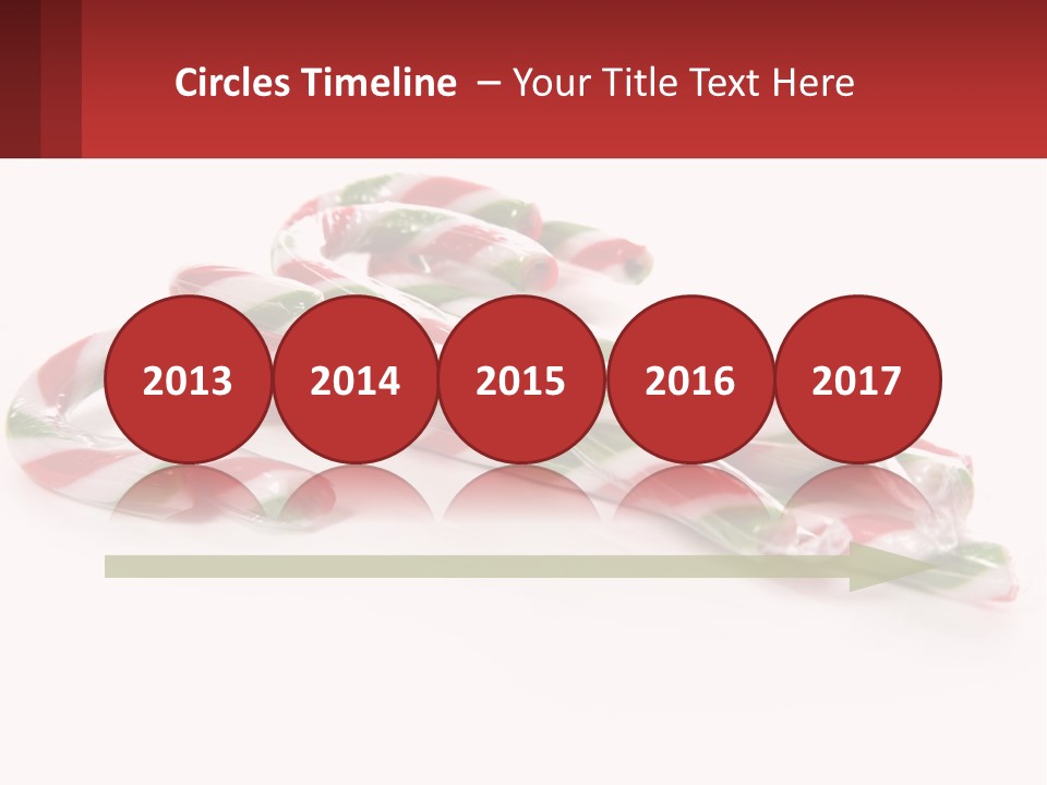 Candy Canes With Green And Red Stripes On A White Background PowerPoint Template