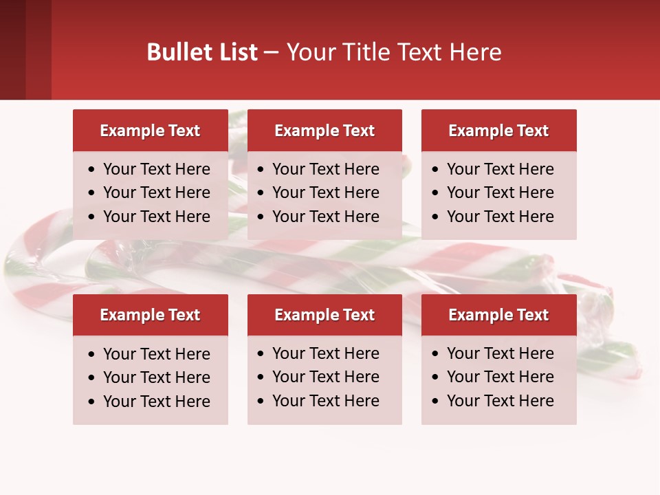 Candy Canes With Green And Red Stripes On A White Background PowerPoint Template