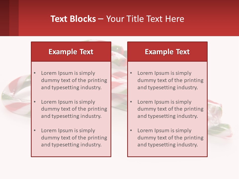 Candy Canes With Green And Red Stripes On A White Background PowerPoint Template