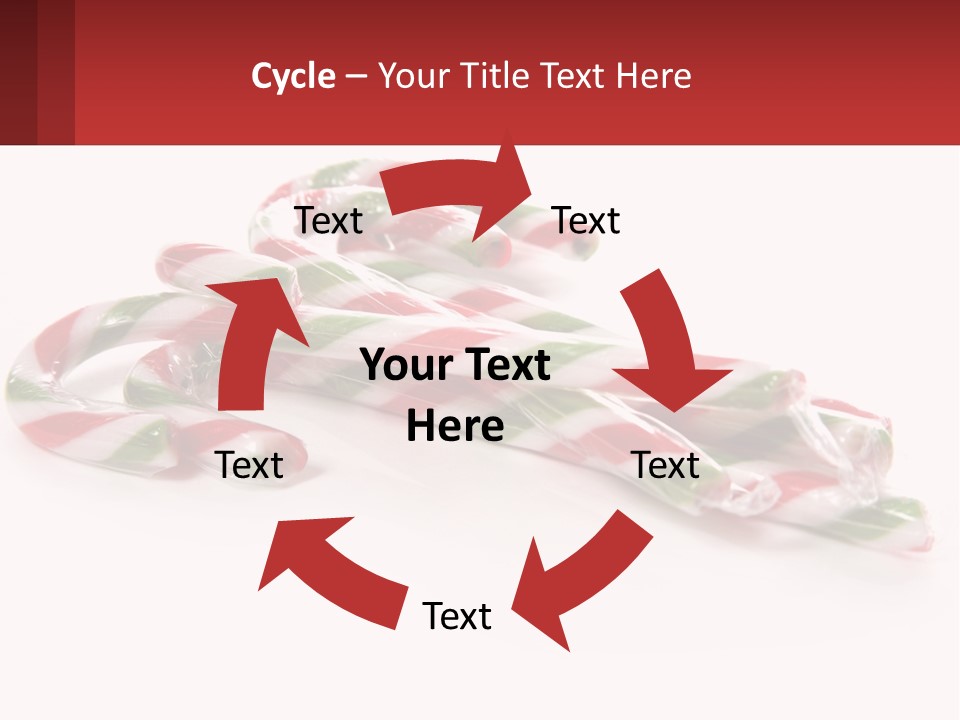 Candy Canes With Green And Red Stripes On A White Background PowerPoint Template