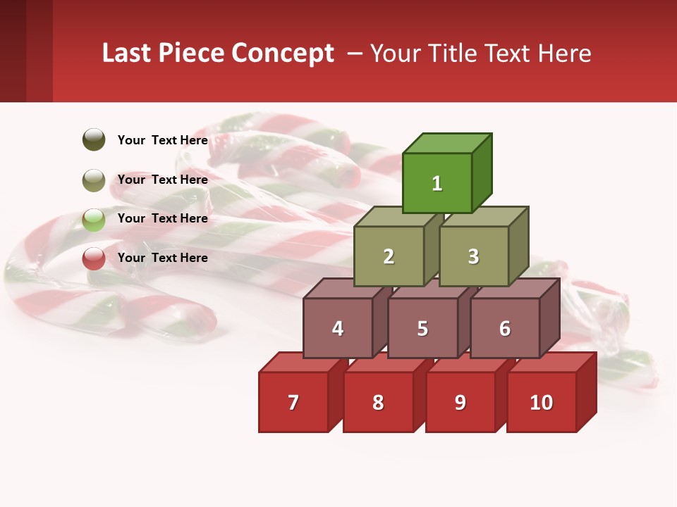 Candy Canes With Green And Red Stripes On A White Background PowerPoint Template