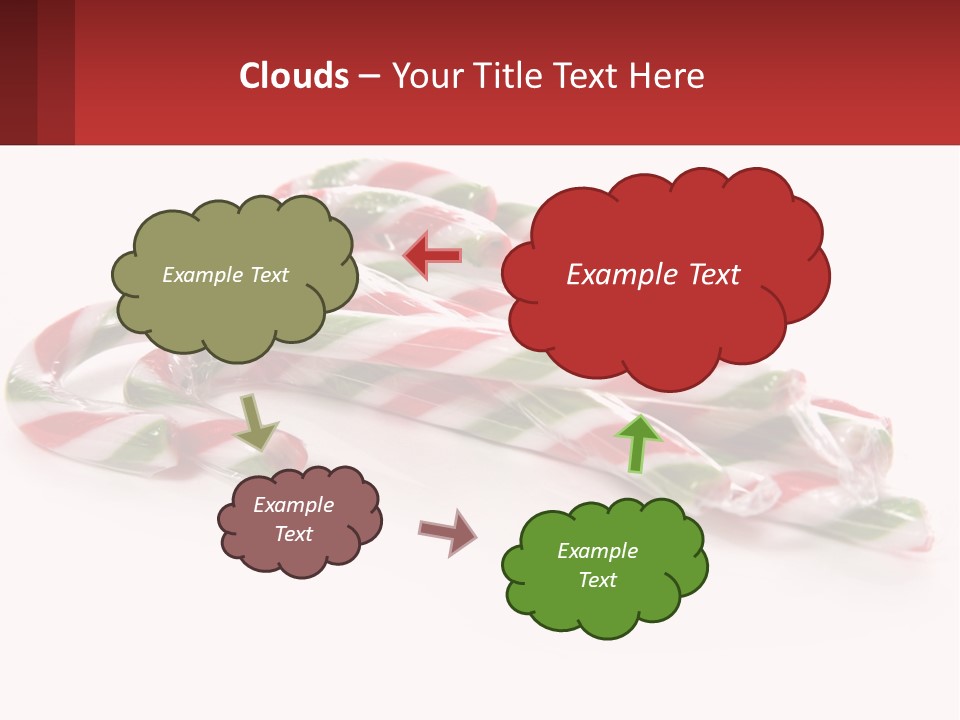 Candy Canes With Green And Red Stripes On A White Background PowerPoint Template