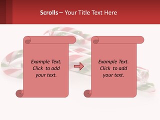 Candy Canes With Green And Red Stripes On A White Background PowerPoint Template