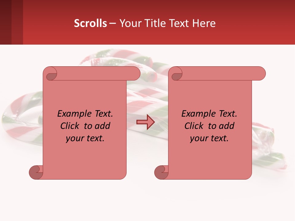 Candy Canes With Green And Red Stripes On A White Background PowerPoint Template