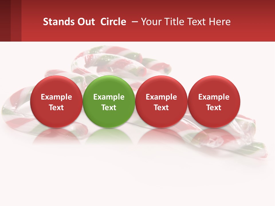 Candy Canes With Green And Red Stripes On A White Background PowerPoint Template