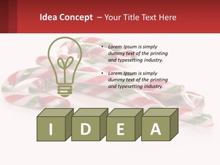 Candy Canes With Green And Red Stripes On A White Background PowerPoint Template