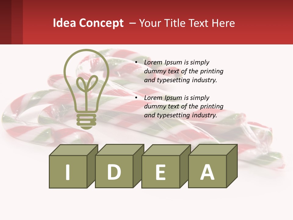 Candy Canes With Green And Red Stripes On A White Background PowerPoint Template