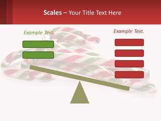 Candy Canes With Green And Red Stripes On A White Background PowerPoint Template