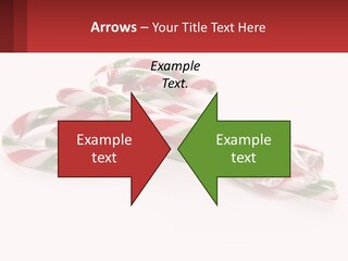 Candy Canes With Green And Red Stripes On A White Background PowerPoint Template